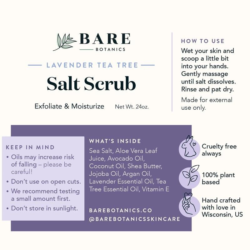 Body Scrub Lavender Tea Tree Sea Salt Scrub 24 Oz