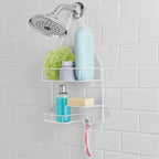 Basic Hanging Shower Caddy with 2 Shelves and Soap Tray, White