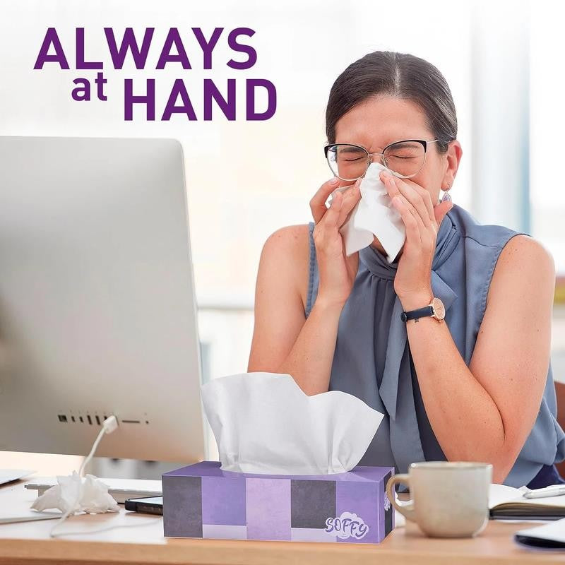 Facial Tissue Paper 130 Tissues per Box, 6 Boxes Car and Travel Tissue Packs