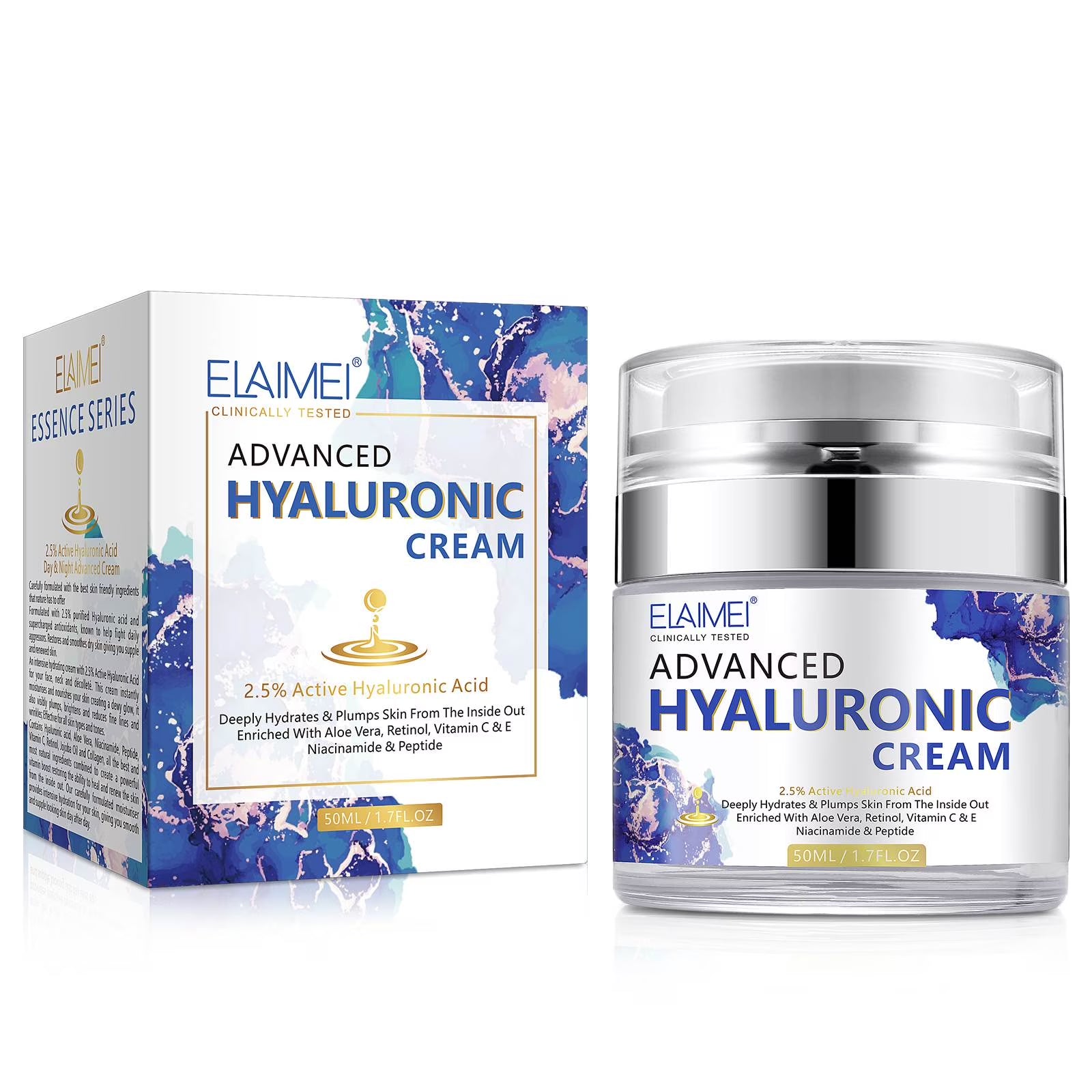 Advanced Hyaluronic Acid Face Moisturizer, Hyaluronic Acid Moisturizing Cream for Hydrating, Firming, Stretch Marks, Anti-Aging, Wrinkle Reducing, for All Skin Types, 1.7 Fl.Oz