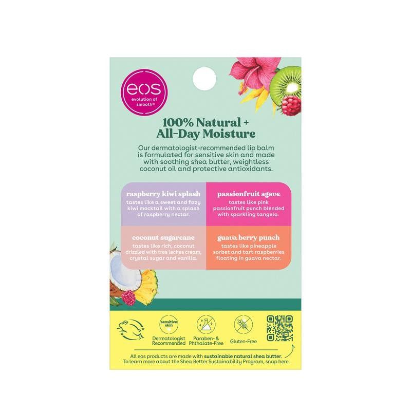 100% Natural Lip Balm- Tropical Variety Pack, 0.14 Oz, Pack of 4