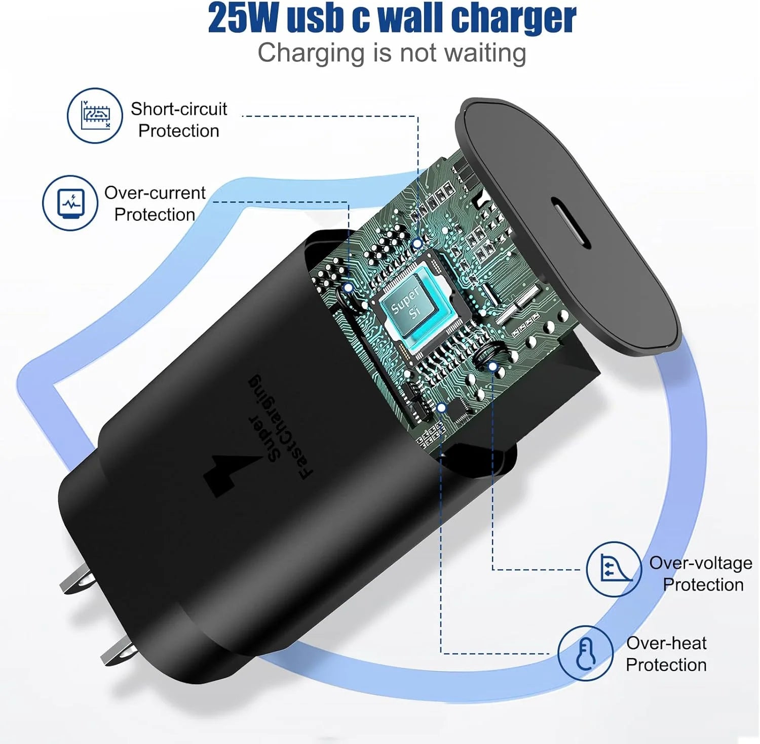 2 In1 Samsung Watch Charger,25W USB C Fast Charger Compatible with Galaxy Watch 7/6/6 Classic/5 Pro/5/4 /4 Classic/3/Active2/1 and Galaxys24/S23 /S22/21/20 Note/Z Fold 6(6Ft)