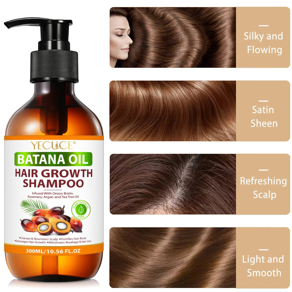 Batana Oil Hair Shampoo,Pure Plant Extracts Cleansing and Nourishing Scalp Shampoo,Daily Hair Cleaning & Care,Unisex,10.1 Fl.Oz