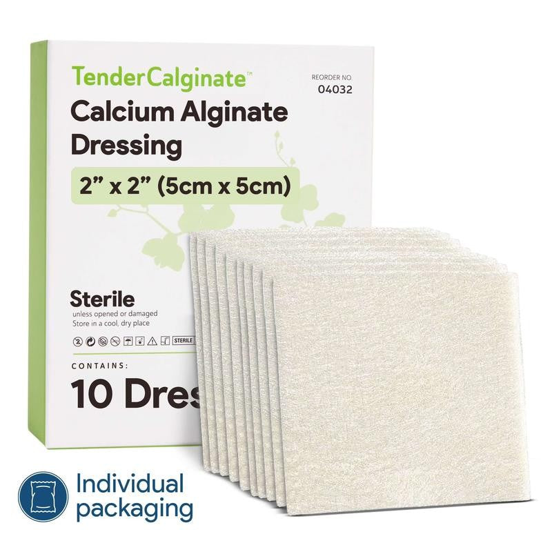 Calcium Alginate Wound Dressing 2" X 2" - 10 Ct. Individually Wrapped, Non Stick