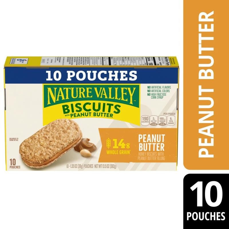 Biscuit Sandwiches, Peanut Butter, Snack Bars, 10 Bars, 13.5 Oz