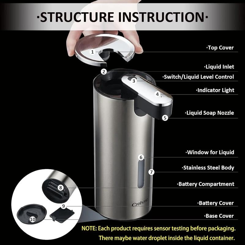 Automatic Soap Dispenser, Touchless Hand Free Soap Dispenser Bathroom, 3 Adjusta