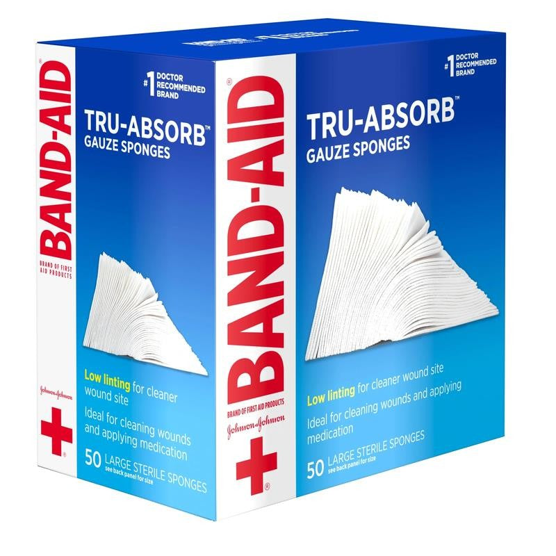 Band Aid Brand First Aid Tru-Absorb Gauze Sponges, 4 in X 4 In, 50 Ct