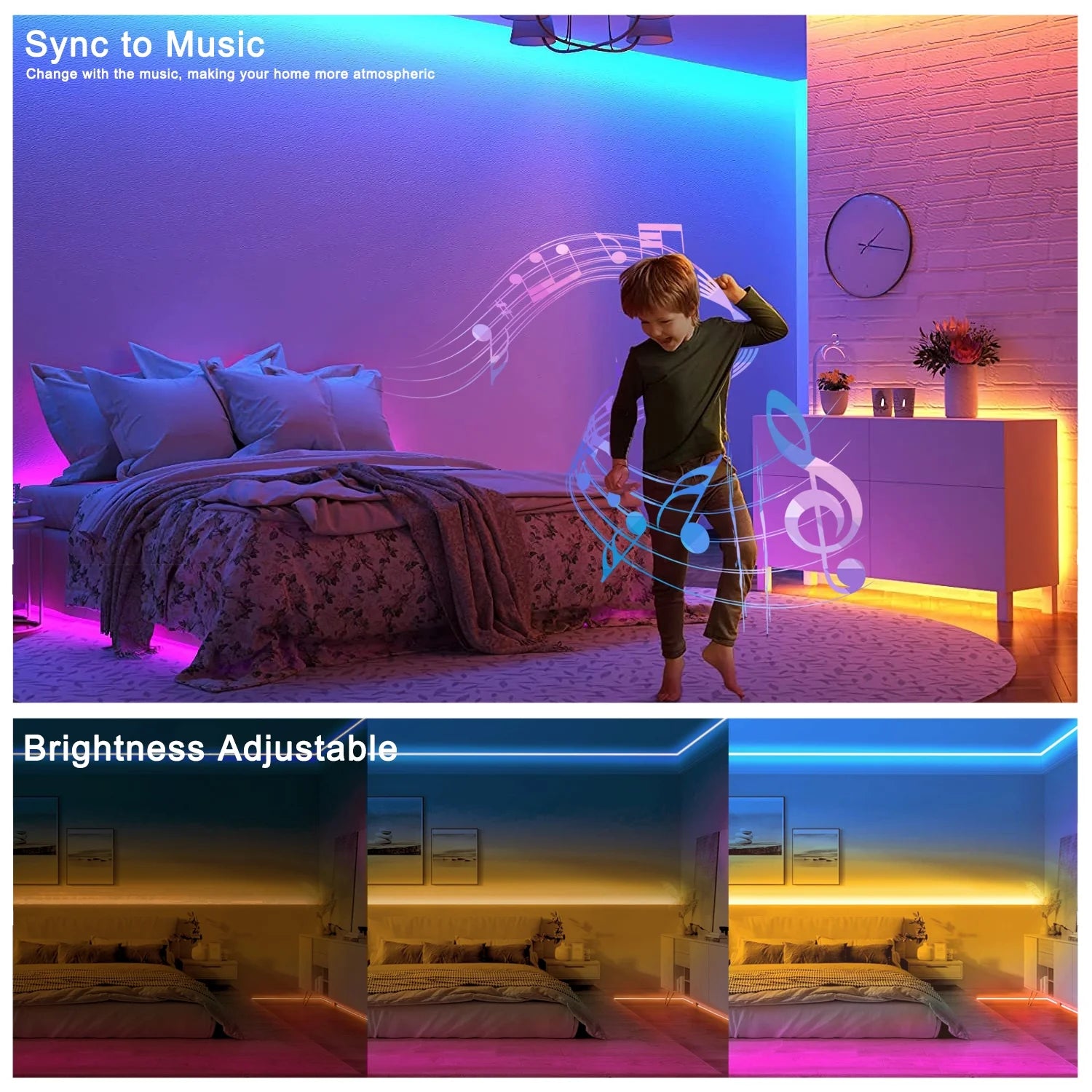 100FT Led Lights,Music Sync Strip Lights with APP and Remote Control,Rgb Color C