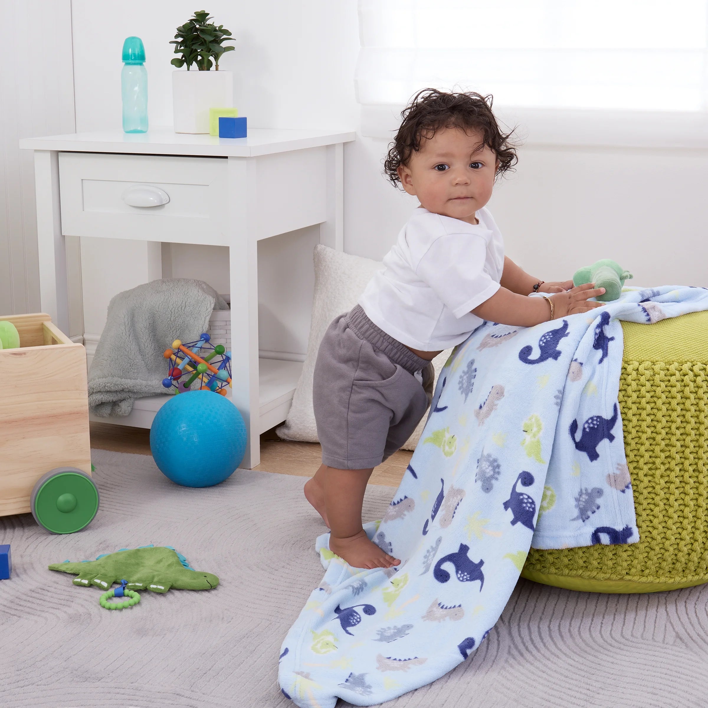 Parent’S Choice Plush Baby Blanket, Blue Dinosaur, 30 in X 36 In
