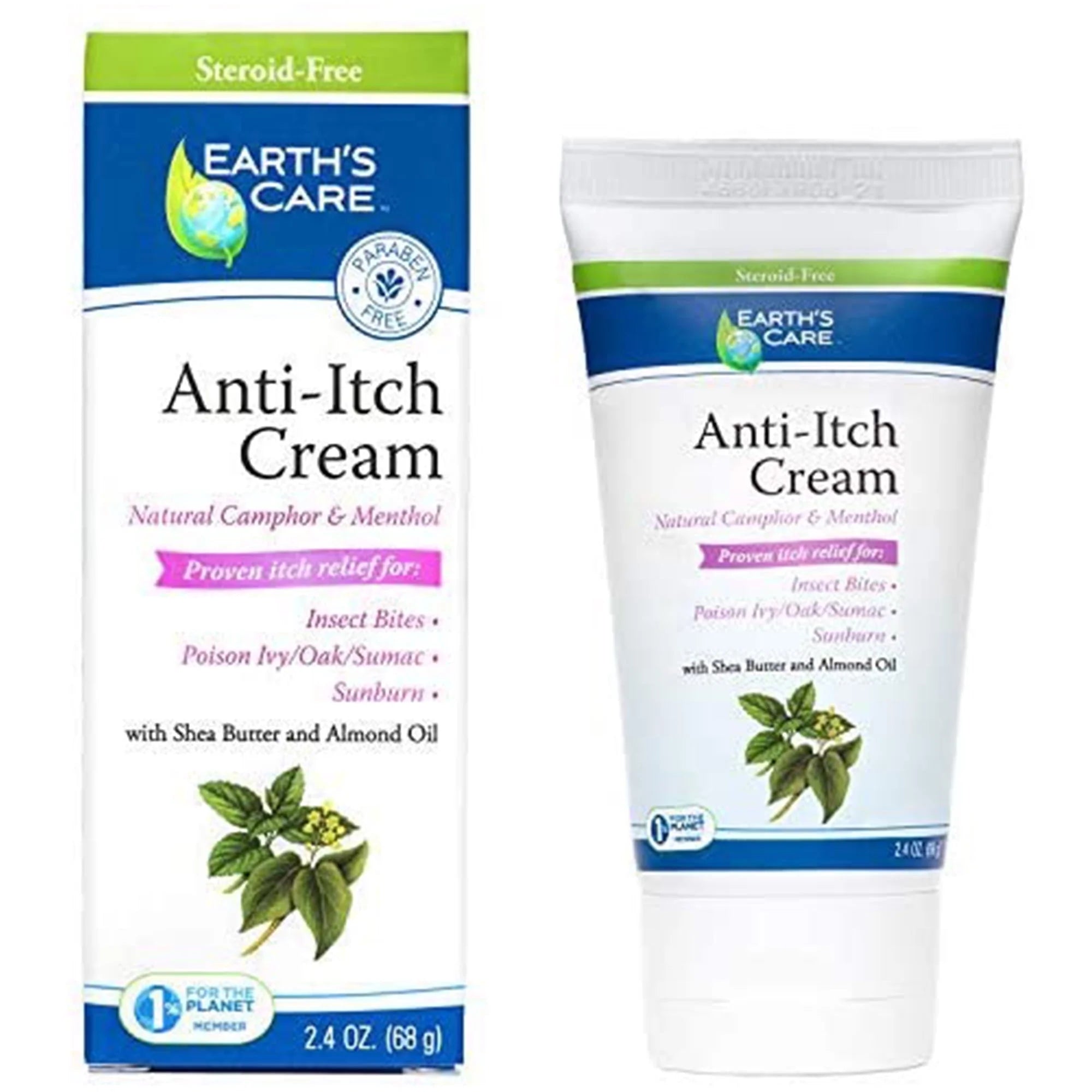 Earth’S Care Anti-Itch Cream for Itchy Skin with Shea Butter and Almond Oil 2.4 Oz