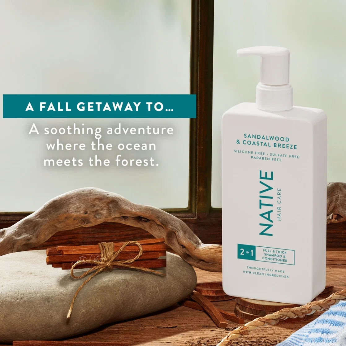 Native Limited Edition Sandalwood & Coastal Breeze 2-In-1 Shampoo & Conditioner 16.5 Oz