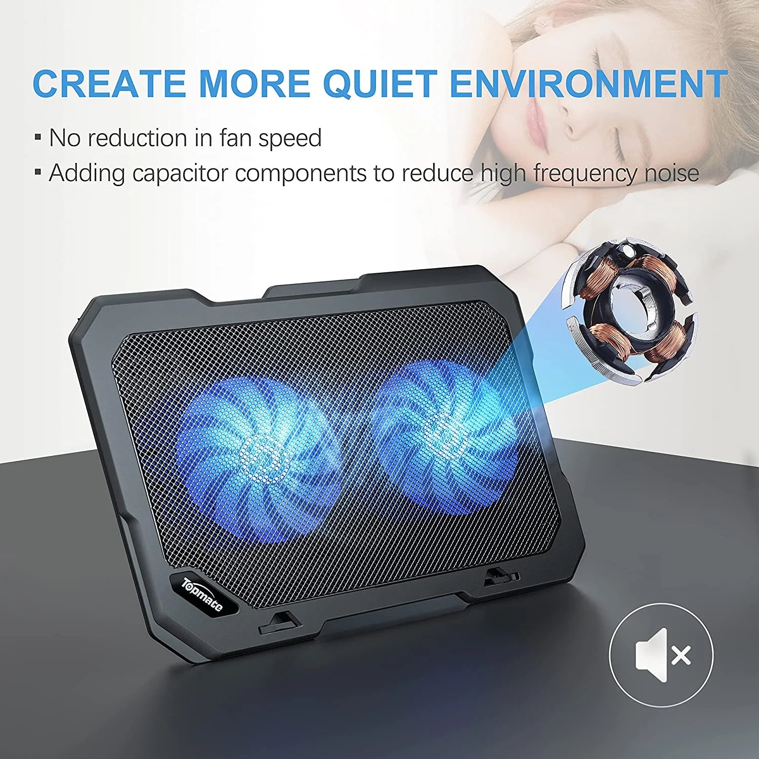 C302 Laptop Cooling Pad for 10-15.6" Laptops, Ultra Slim Laptop Cooling Fans Wit