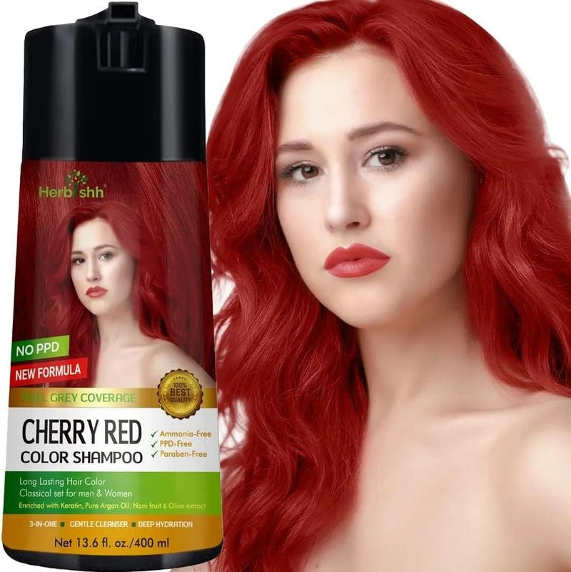Golden Cherry Red Ppd-Free Hair Color Shampoo for Gray Hair, Hair Dye Shampoo 3