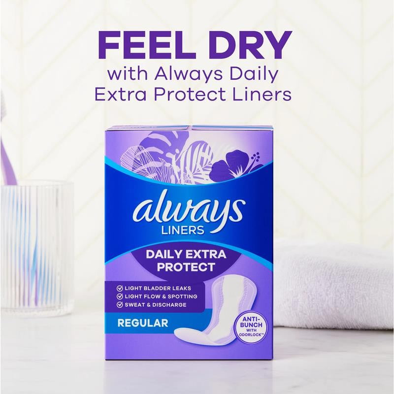 Daily Extra Protect Panty Liners, Long Length, Unscented, 108 Count