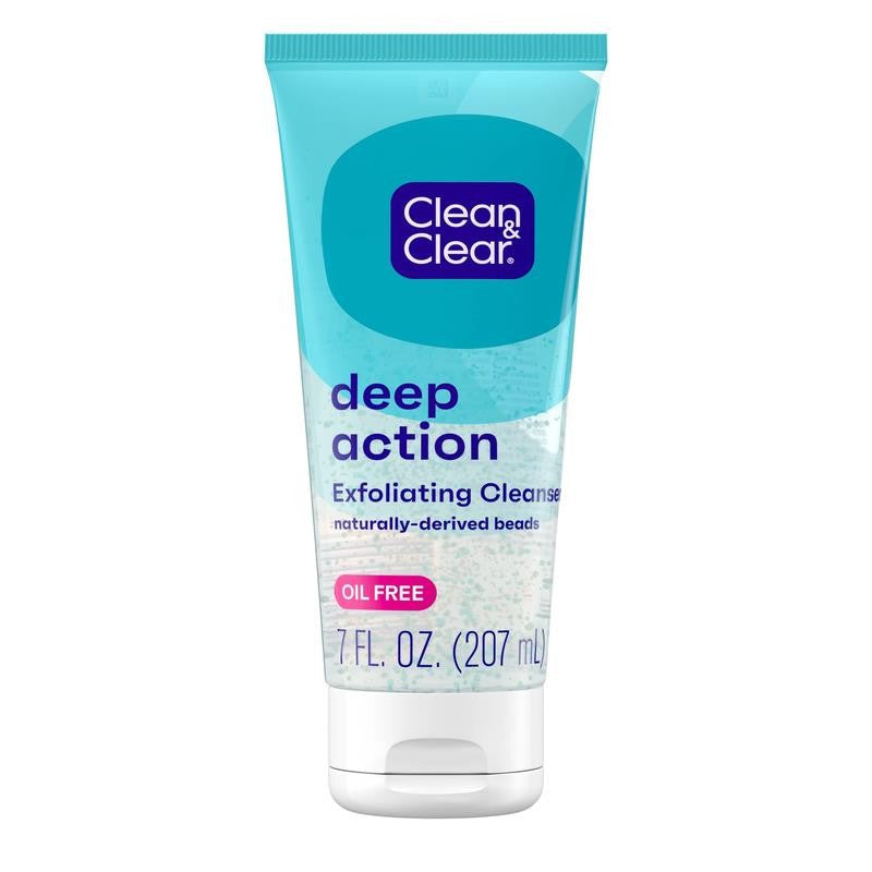 Clean Clear Oil-Free Deep Action Exfoliating Acne Face Scrub, Facial Cleanser An