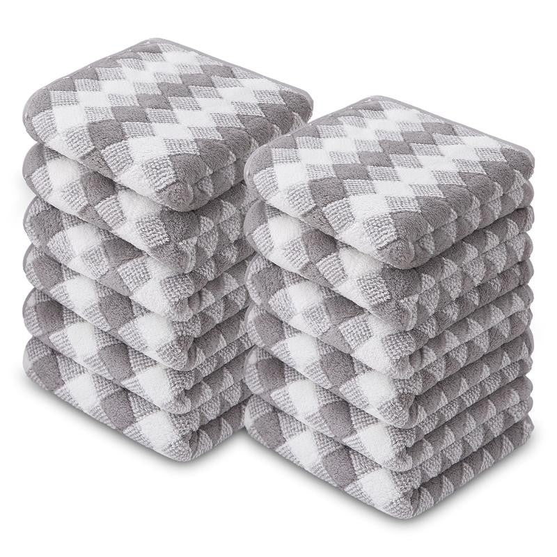 12 Pack Washcloths, 13"X13" Quick Dry Hand Face Towels Cloth Soft Microfiber Dry
