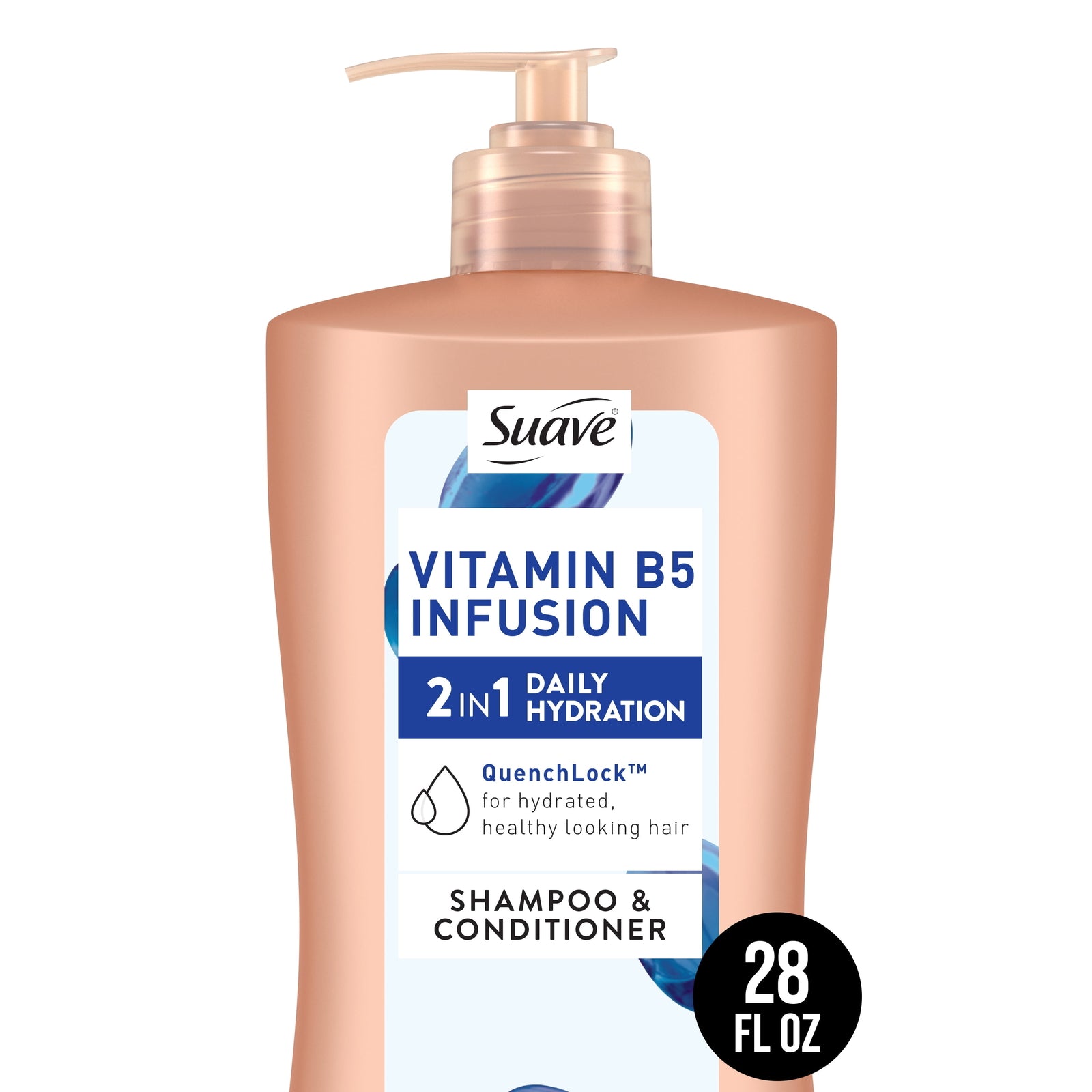2-In-1 Shampoo & Conditioner, Moisturizing Vitamin B5 Infusion for Dry Hair, 28