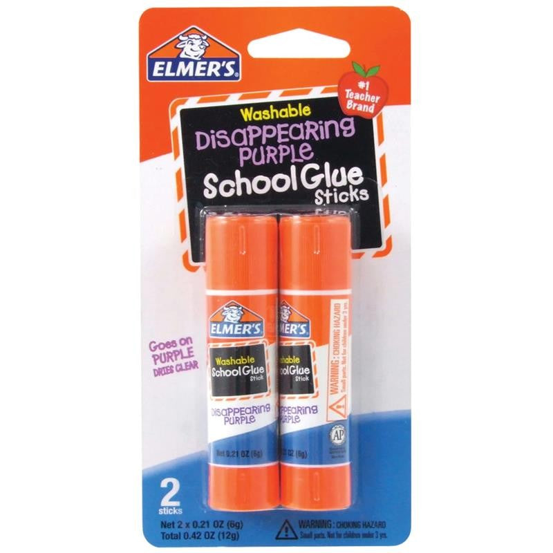 (4 Pack) Disappearing Purple School Glue Sticks, Washable, 2 Count