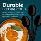 Black Plastic Spoons Heavy Duty - 500 Pack Disposable Soup Spoons - Plastic Cutl