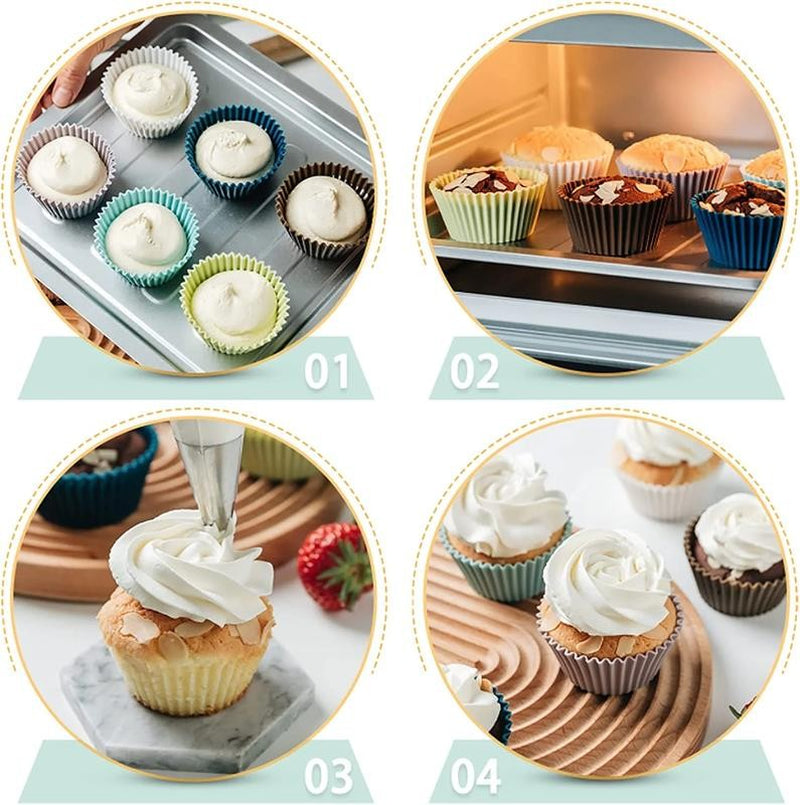 24 PCS Multi-Color Silicone Cupcake Baking Cups Cupcake Liners
