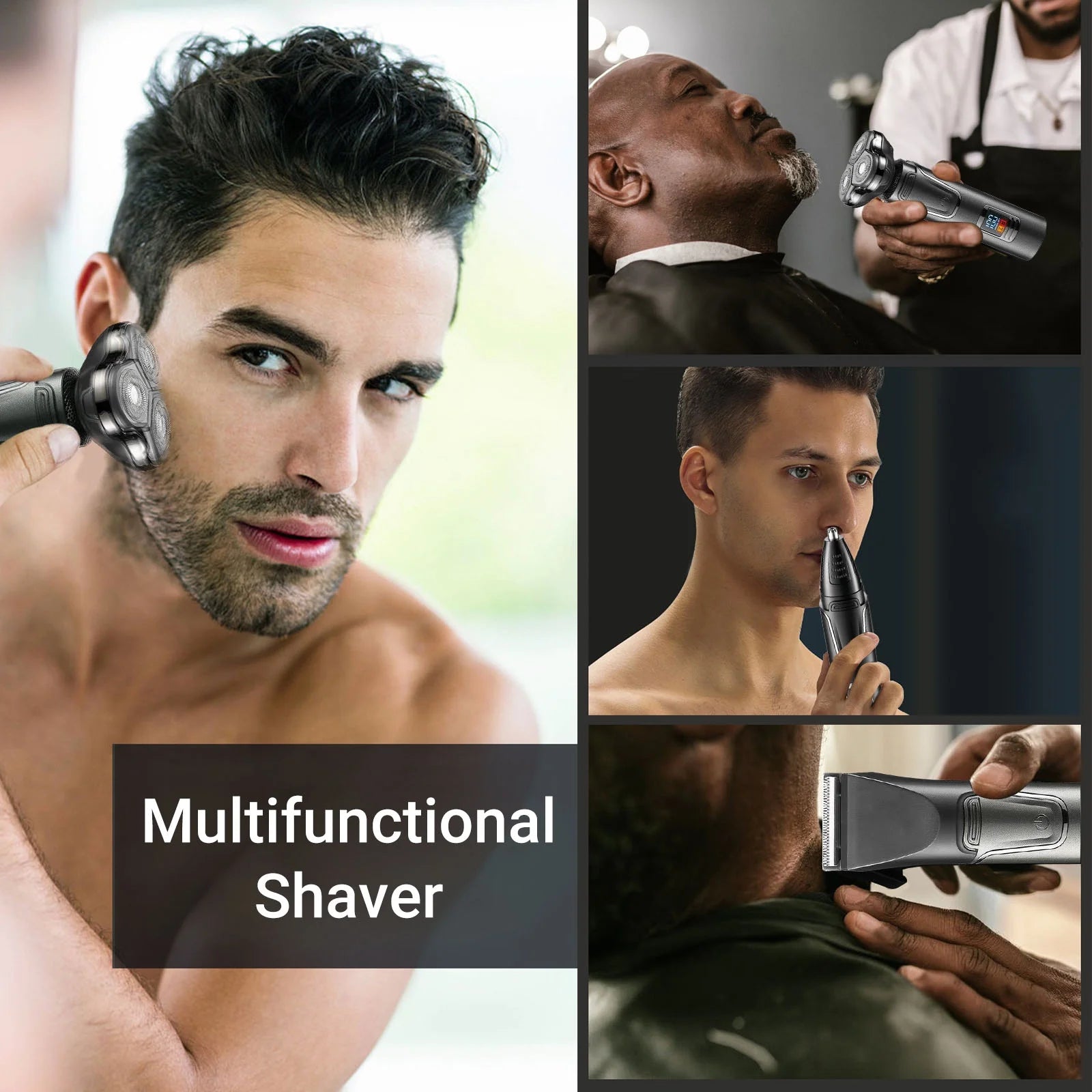 Electric Shaver for Men, Cordless 3-In-1 Beard Trimmer, Nose Hair Razor ,Waterpr