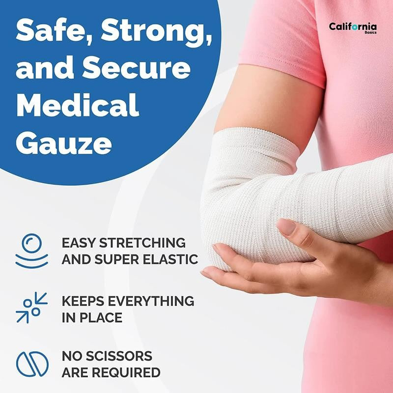 2" X 4 Yd Gauze Bandage Rolls with Medical Tape, Rolled Gauze Wrap - White Gauze