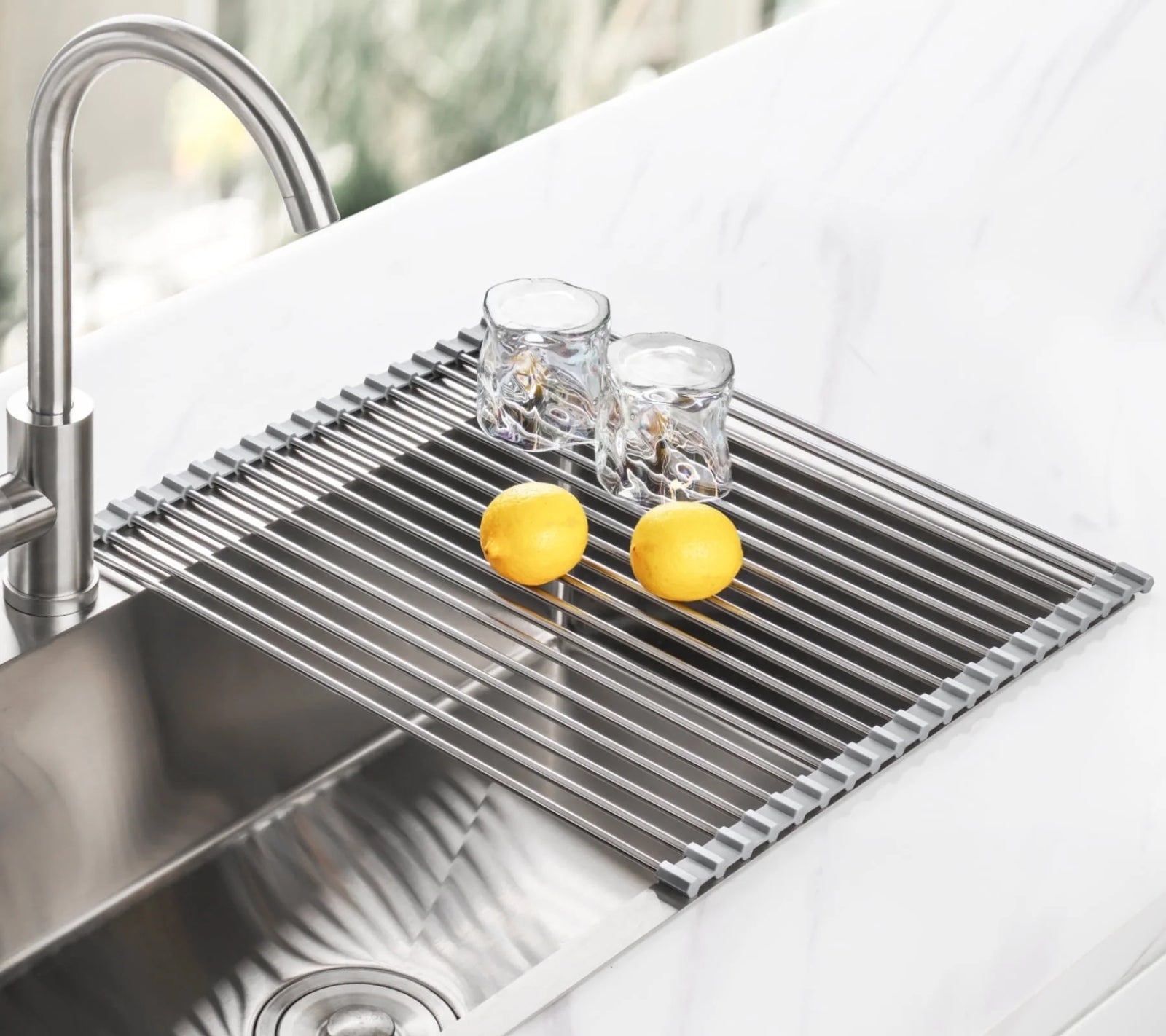 17.7" X 15.5" Roll up Dish Drying Rack, Large Dish Racks Multipurpose Foldable