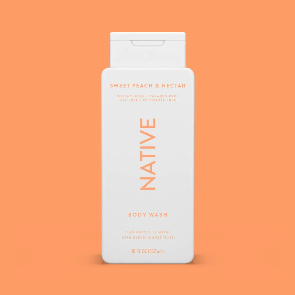 Native Body Wash, Sulfate Free, Sweet Peach & Nectar, for Women and Men, 18 Oz