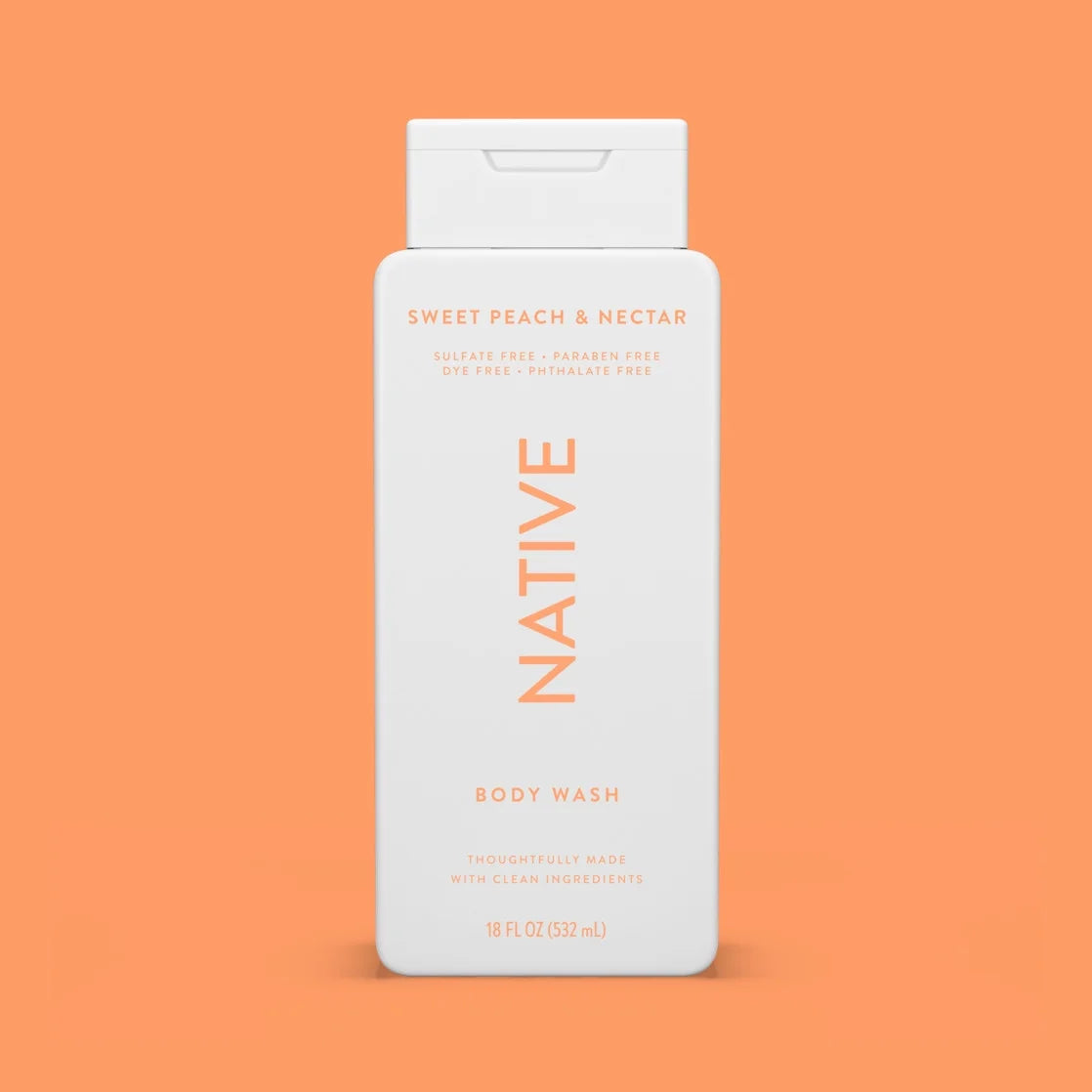 Native Body Wash, Sulfate Free, Sweet Peach & Nectar, for Women and Men, 18 Oz