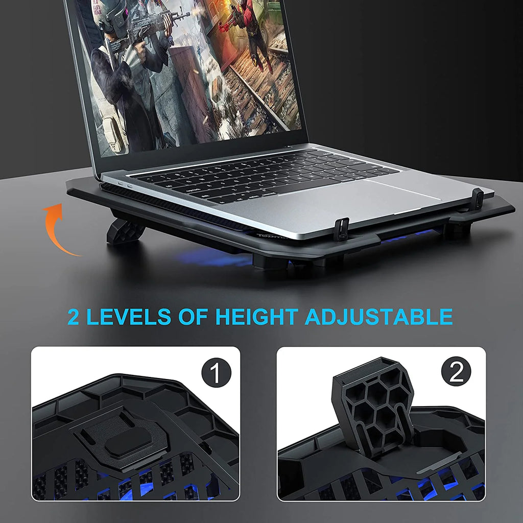 C302 Laptop Cooling Pad for 10-15.6" Laptops, Ultra Slim Laptop Cooling Fans Wit
