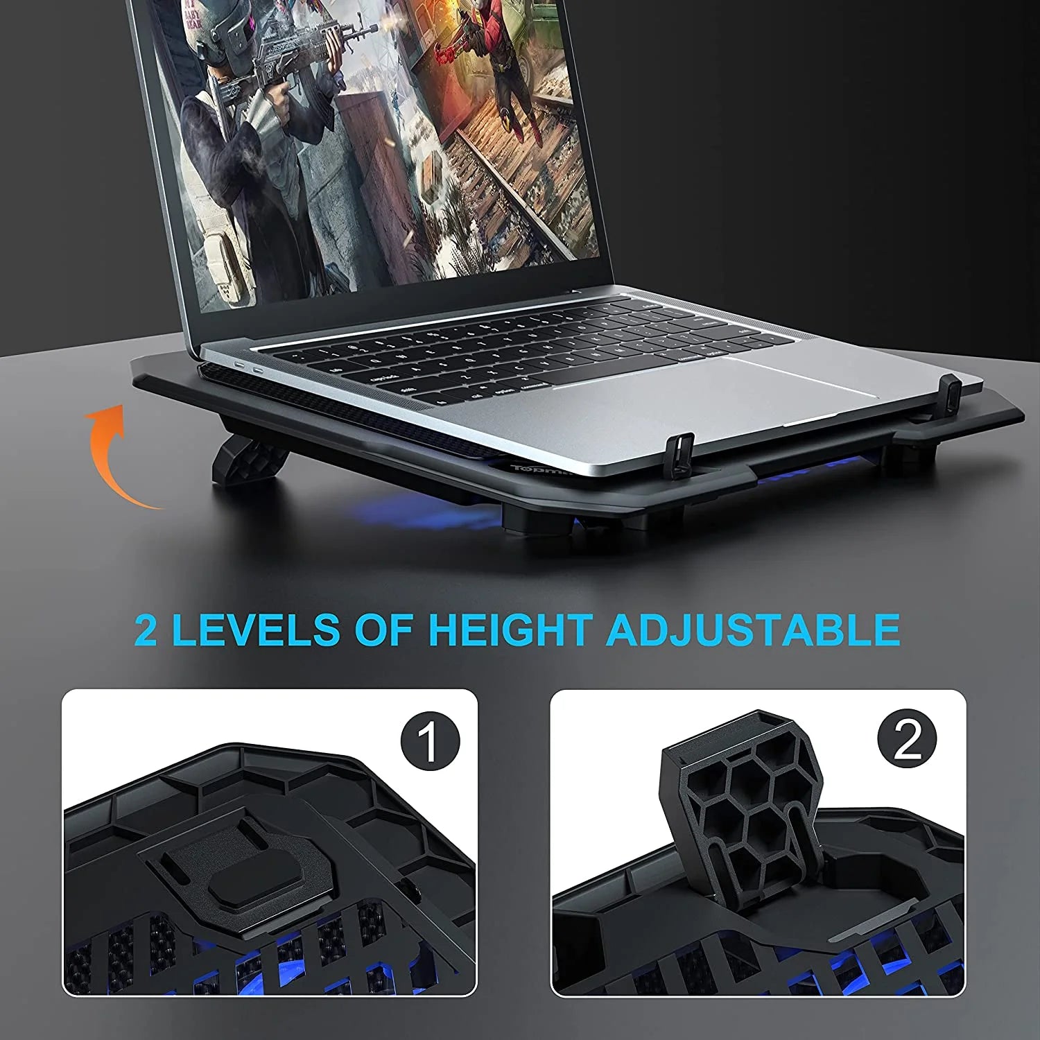 C302 Laptop Cooling Pad for 10-15.6" Laptops, Ultra Slim Laptop Cooling Fans Wit
