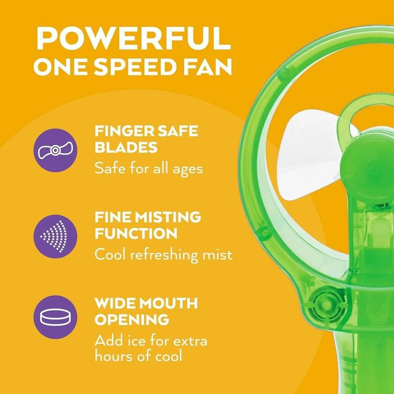 3.5 Inch Battery Powered Misting Fan for Personal Cooling - Green
