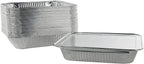 25 Pack Disposable Aluminum Foil Half Size Deep with Snap on Foil Lids Default