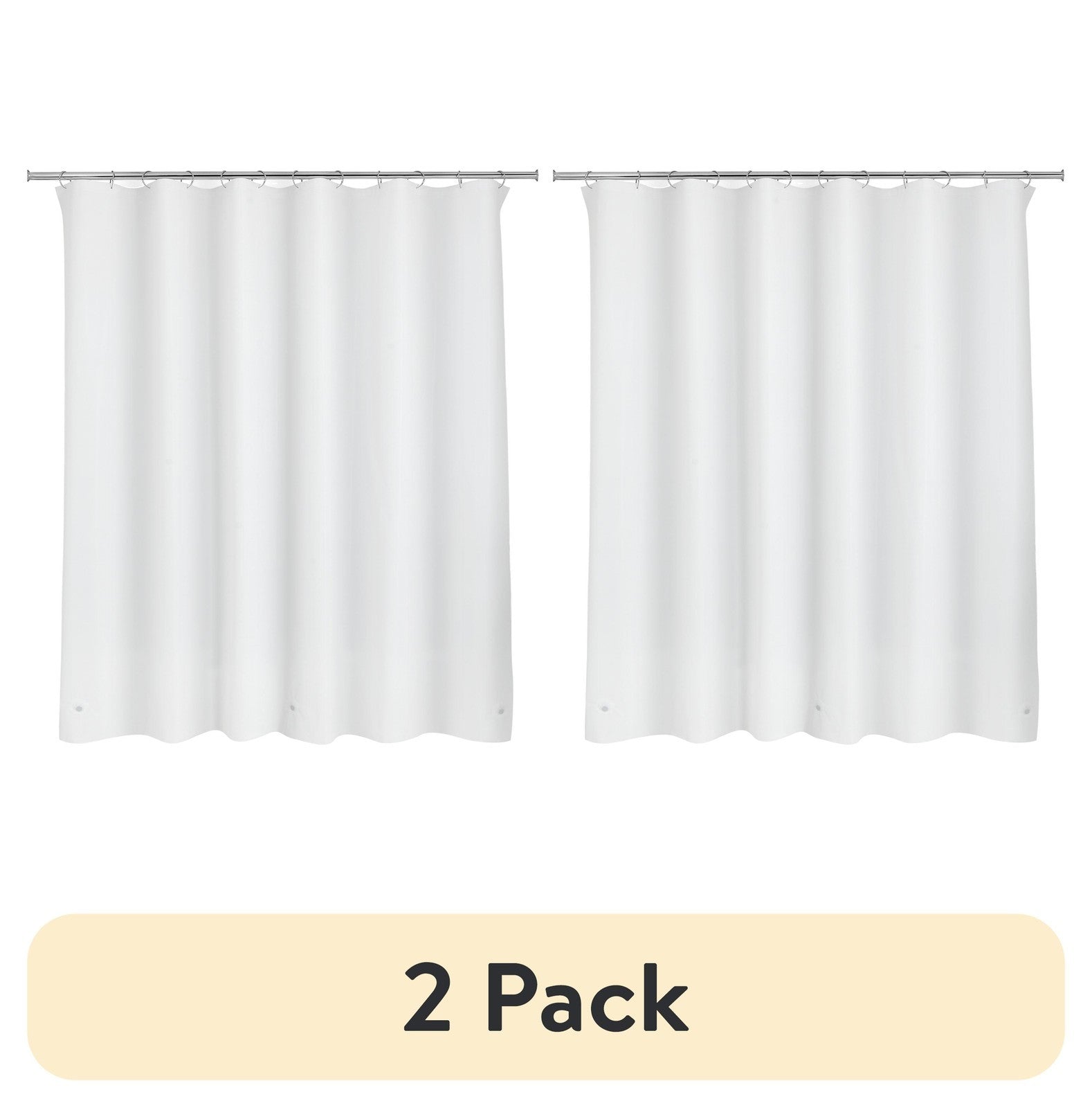 (2 Pack) Light Weight PEVA Shower Curtain Liner, White
