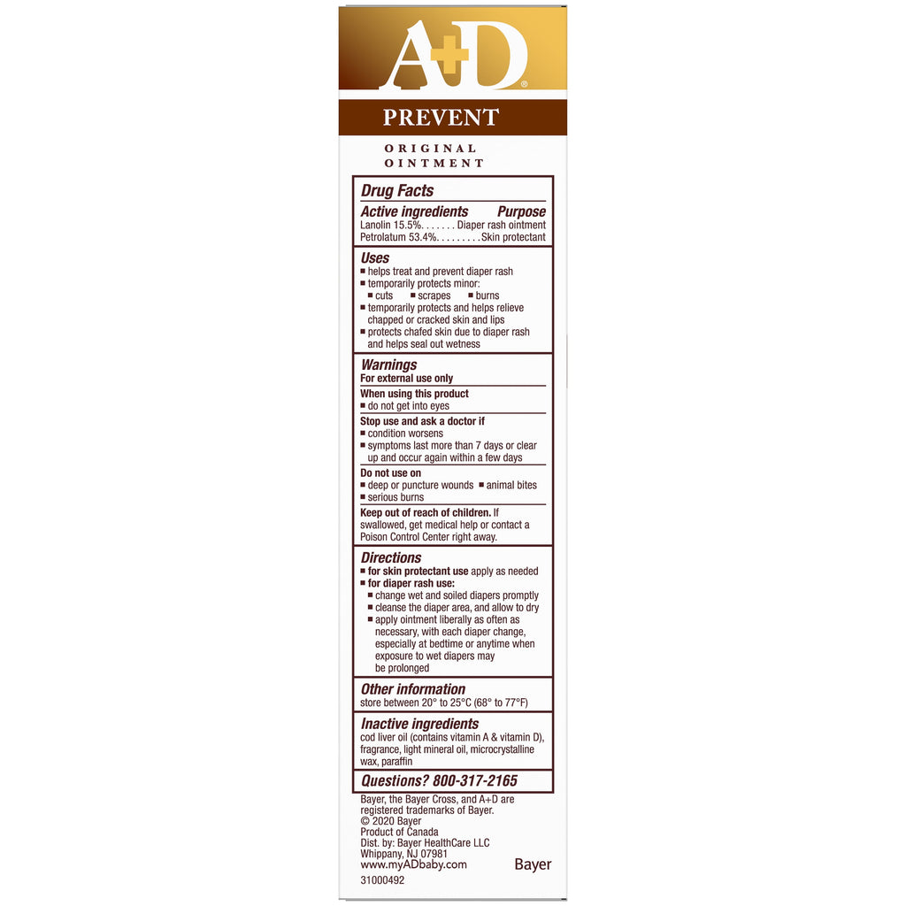 A+D Diaper Rash Ointment & Skin Protectant, Original 4 Oz (Pack of 4)