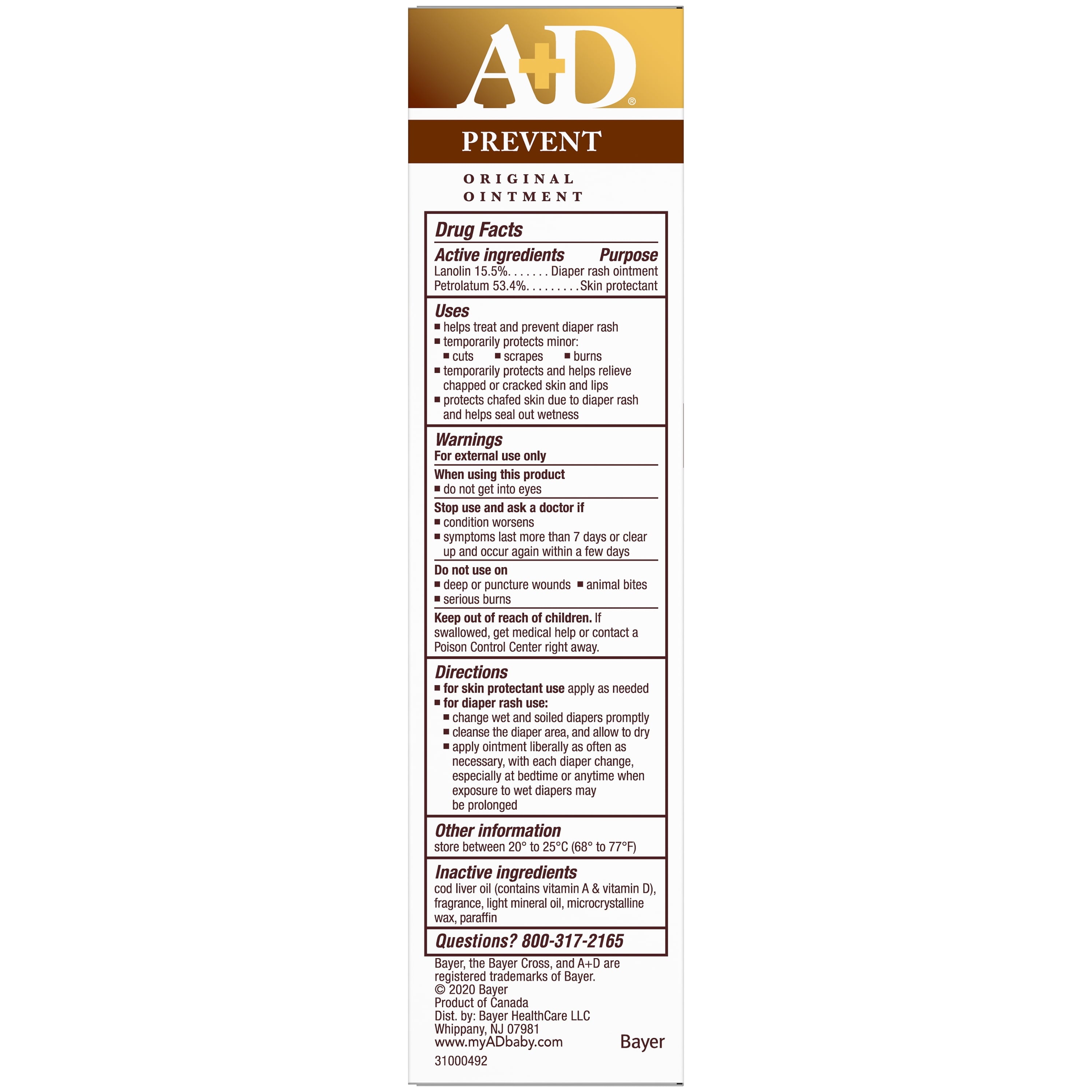 A+D Diaper Rash Ointment & Skin Protectant, Original 4 Oz (Pack of 4)