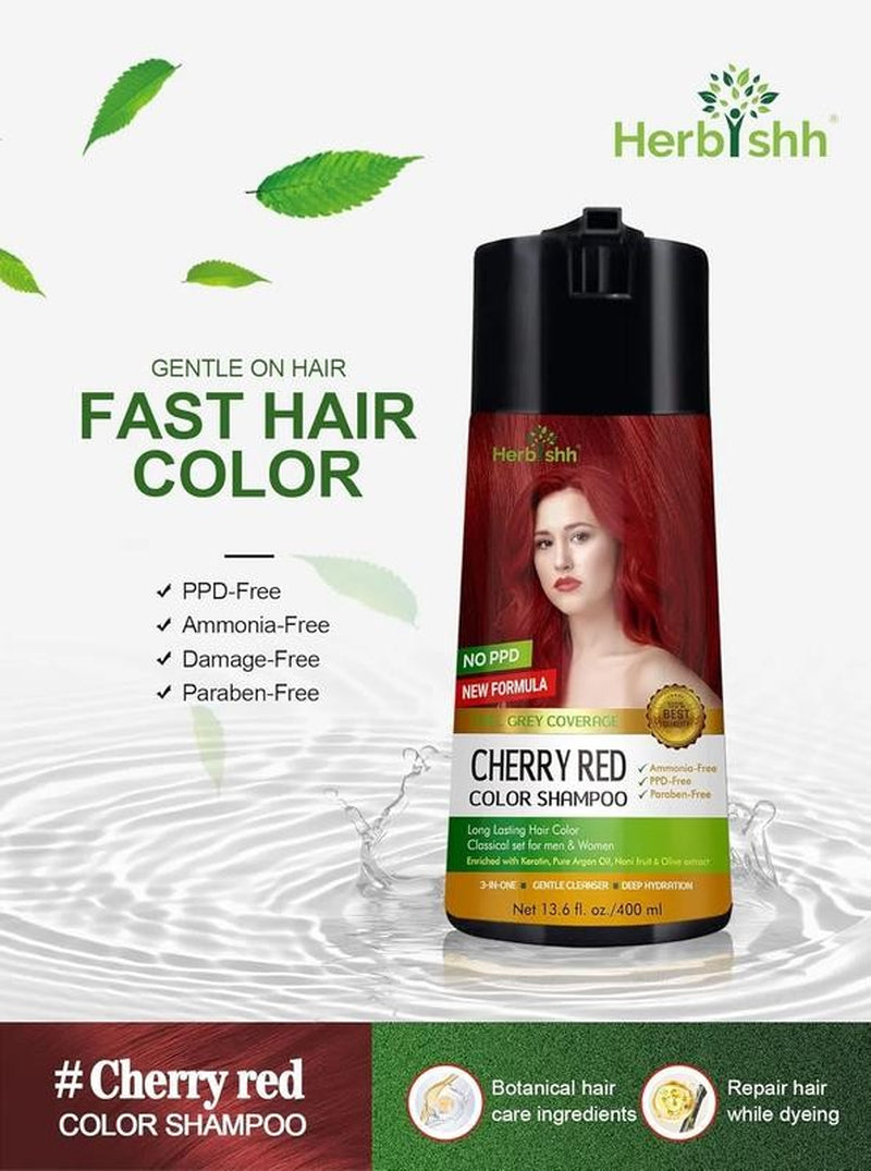 Golden Cherry Red Ppd-Free Hair Color Shampoo for Gray Hair, Hair Dye Shampoo 3