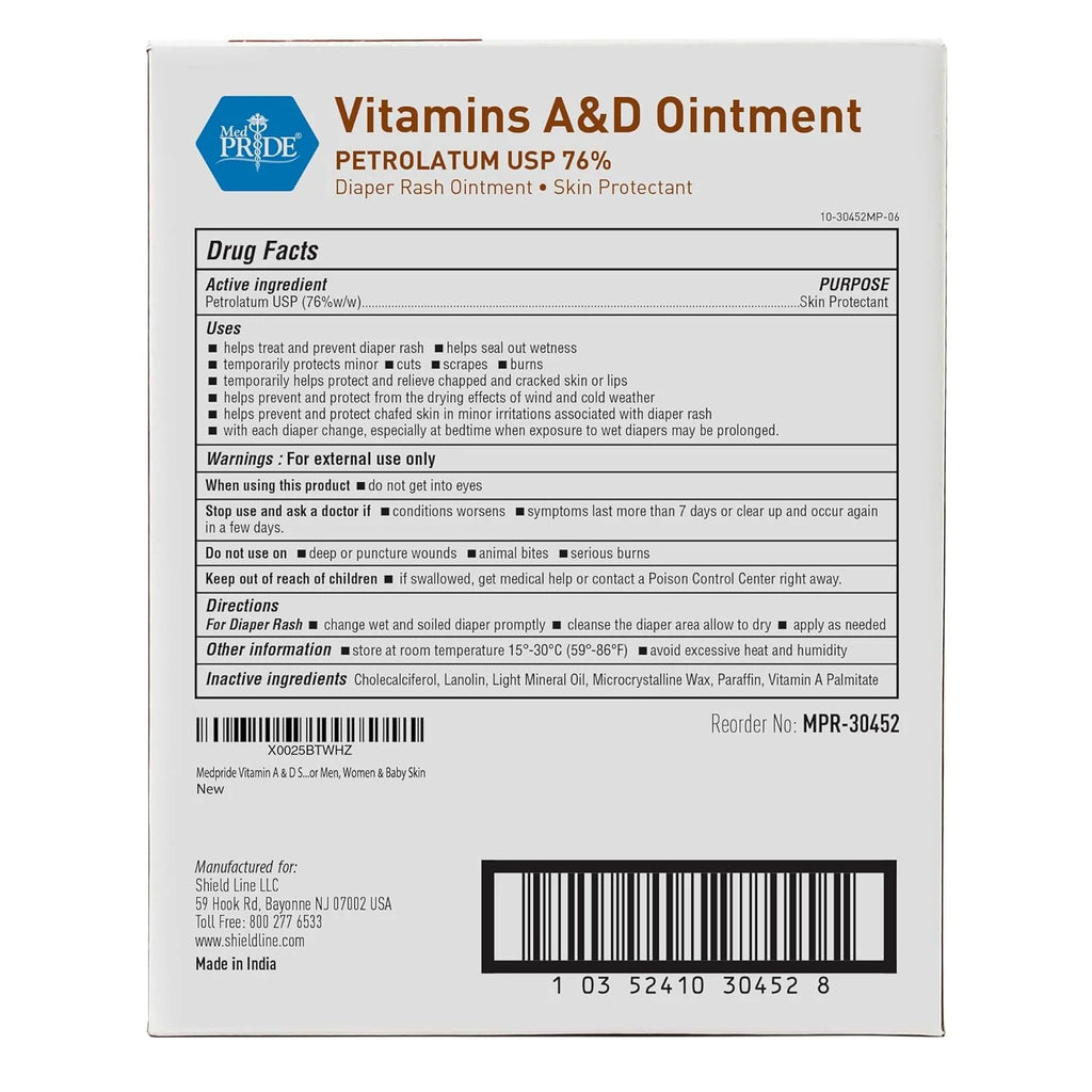 Med Pride A&D Ointment for Adults and Babies, 4 Oz Healing Ointment Diaper Rash Cream Skin Protectant
