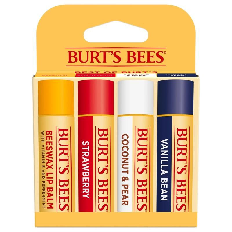 100% Natural Origin Moisturizing Lip Balm with Beeswax, Variety Pack, 4 Tubes