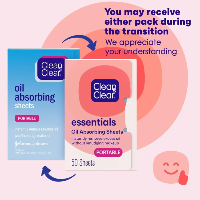 Essentials Oil Absorbing Sheets for Oily Skin, 50 Ct