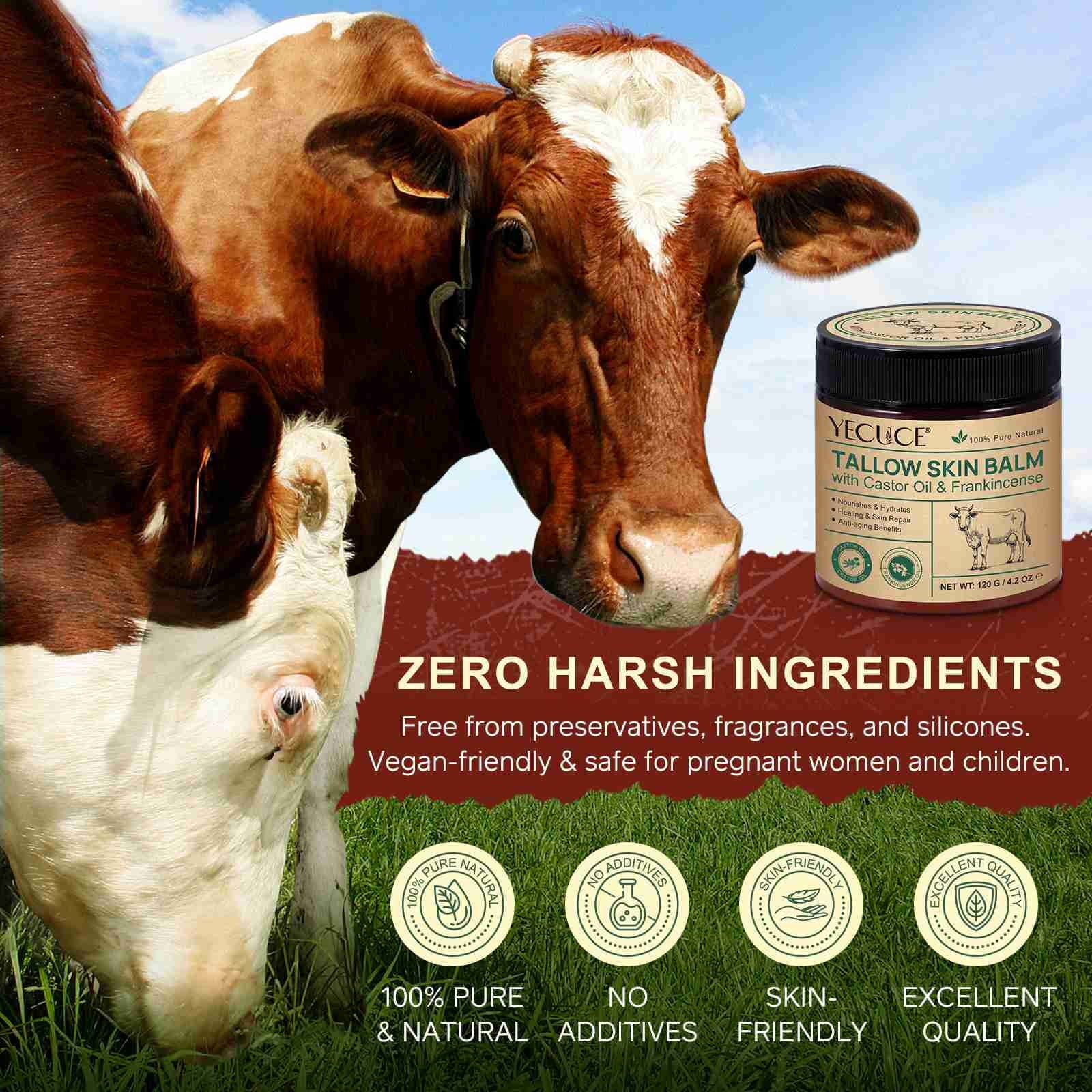 2-Pack Tallow Skin Balm with Castor Frankincense, Pure Natural Deeply Nourishes & Hydrate, for All Skin Types