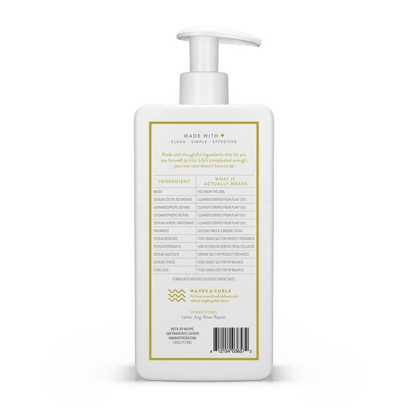 Curl Care Shampoo, Coconut Milk & Turmeric, Sulfate & Paraben Free, 16.5 Oz