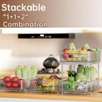 2 Pack Pull Out Bathroom Cabinet under Sink Organizers and Storage, 2 Tier Clear