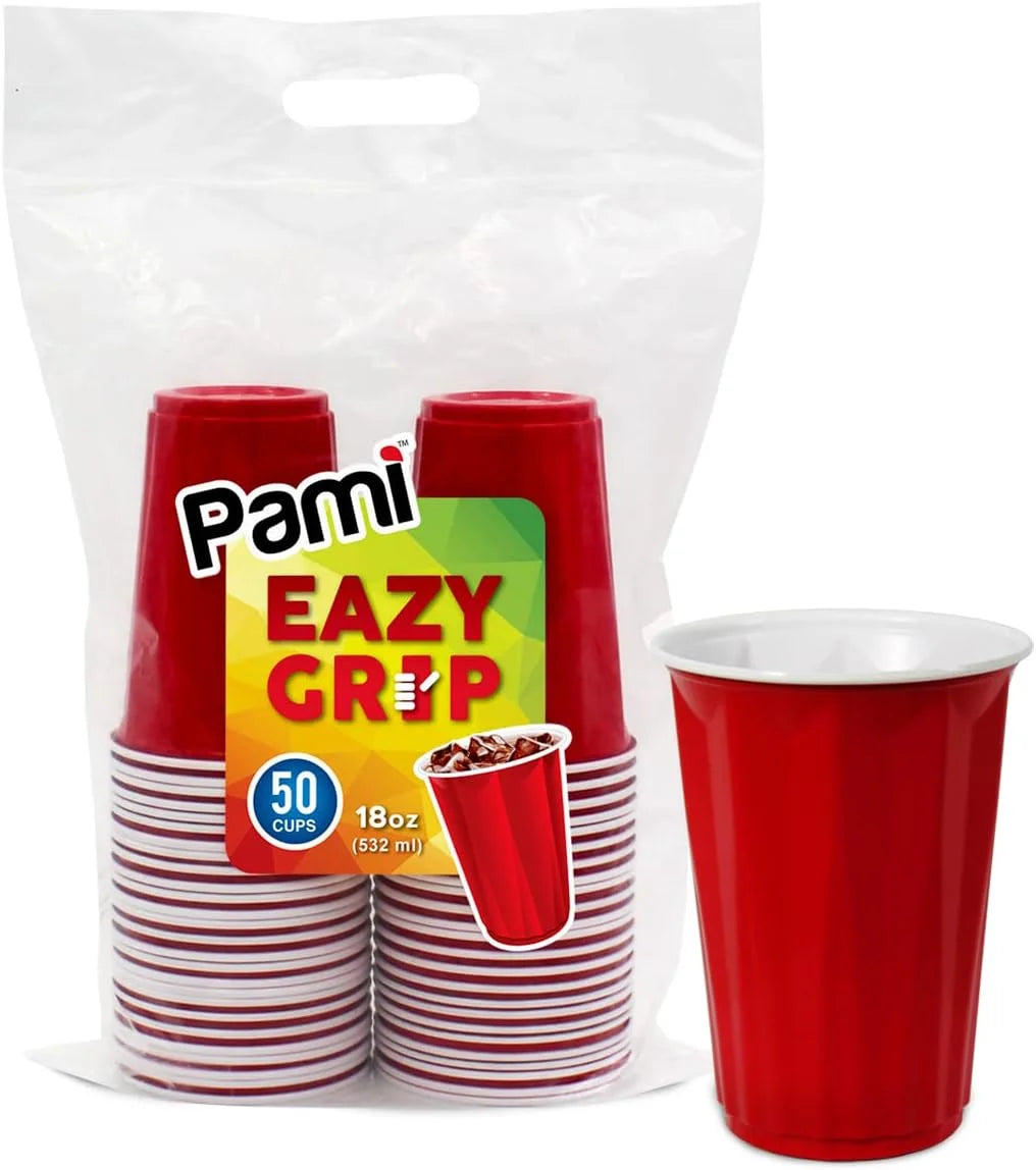 18Oz Birthday Party Cups for Kids – 50 Red Disposable Party Supplies Cups for Co