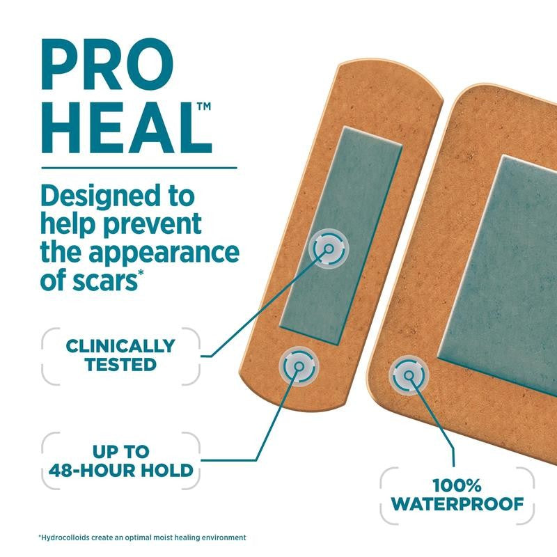 Brand Assorted Pro Heal Bandages, Hydrocolloid Pad, 15 Count