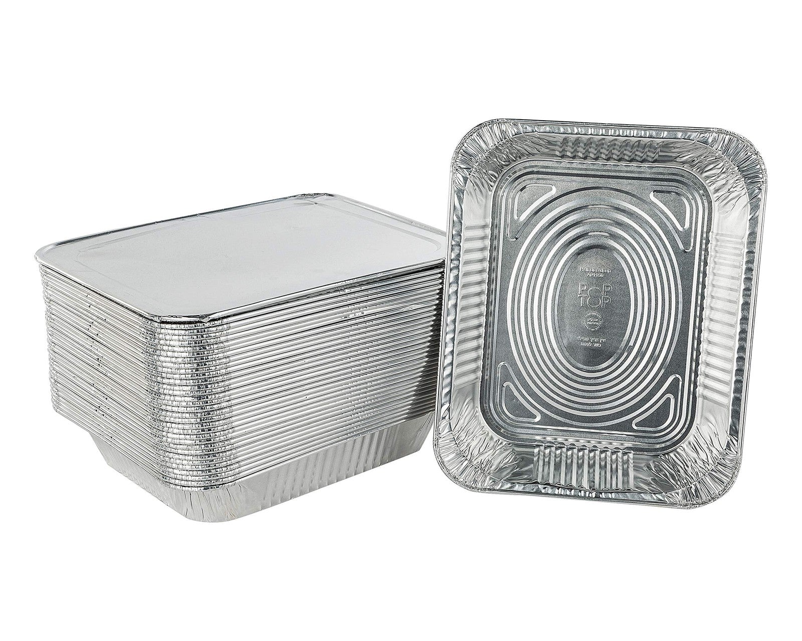 25 Pack Disposable Aluminum Foil Half Size Deep with Snap on Foil Lids Default
