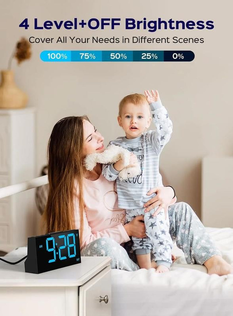 Alarm Clock for Heavy Sleepers, Digital Alarm Clock for Bedroom, Adjustable Brig