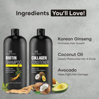 Biotin Shampoo & Collagen Conditioner Set – Infused with Korean Ginseng, Turmeri