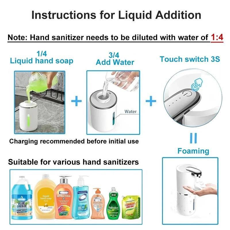 Automatic Soap Dispenser, 13.4Oz/380Ml Sensor Foaming Soap Dispenser Touchless R