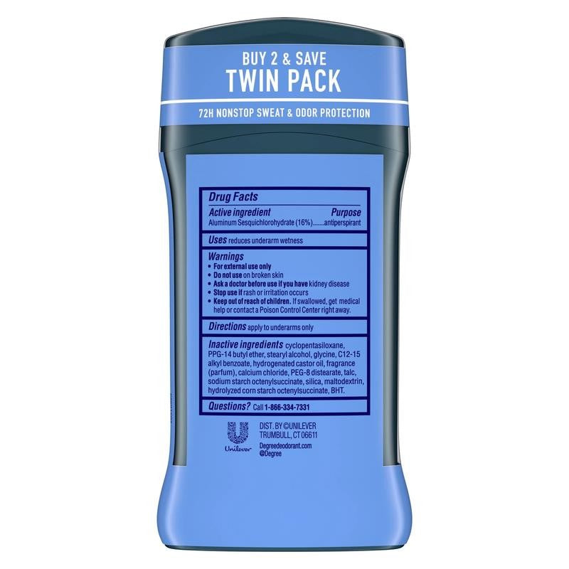 Advanced Long Lasting Antiperspirant Deodorant Stick Twin Pack, Cool Rush, 2.7 O